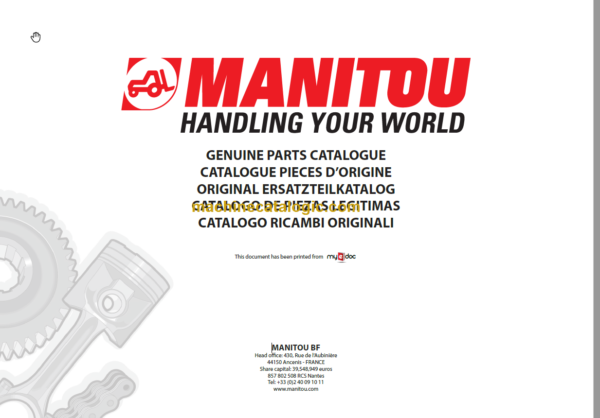 MANITOU ME 316 48V S1 PARTS CATALOGUE 2019