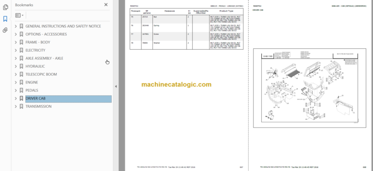 Manitou MLT 1035 L S6 E3 Parts Catalogue