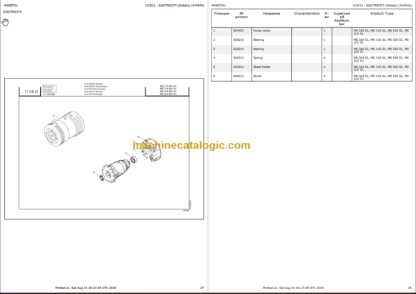 MANITOU ME 316 48V S1 PARTS CATALOGUE 2019