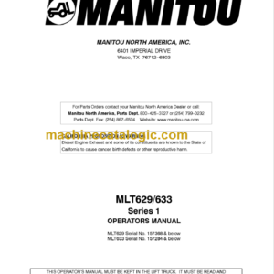 Manitou MLT 633 Series 1 Operators Manual