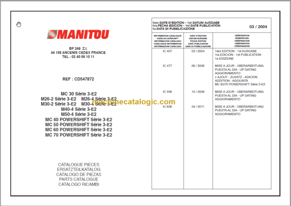 MANITOU M40-4 S3-E2 PARTS CATALOGUE