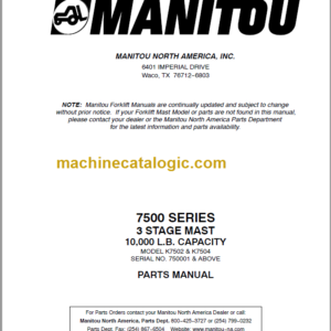 MANITOU 7500 Series Parts Manual