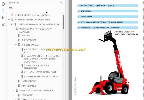 MHT 10130 129M ST4 S1 OPERATOR'S MANUAL