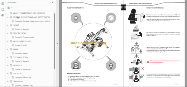 Manitou MRT 1850 PLUS-E3 REPAIR MANUAL