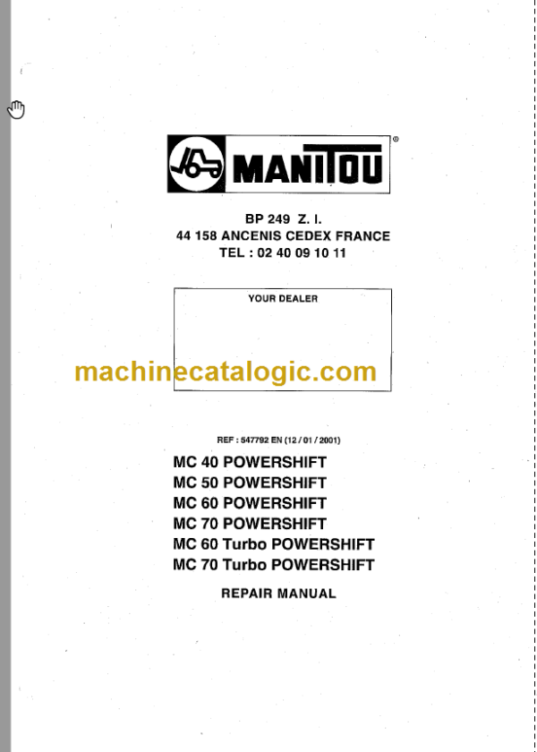 MANITOU MC 70 POWERSHIFT REPAIR MANUAL