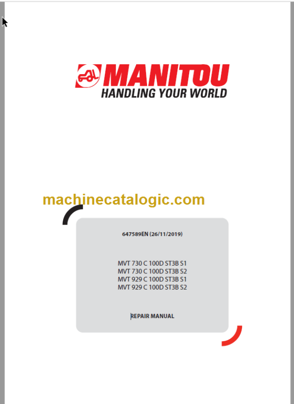 Manitou MVT 929 C 100D ST3B S1-S2 REPAIR MANUAL