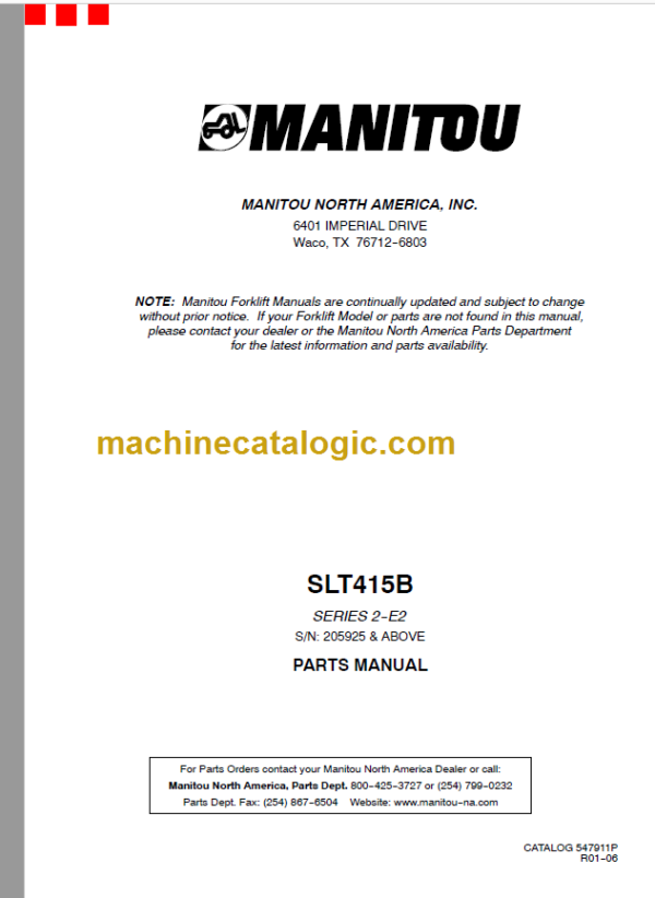 Manitou SLT 415B S2 E2 PARTS MANUAL