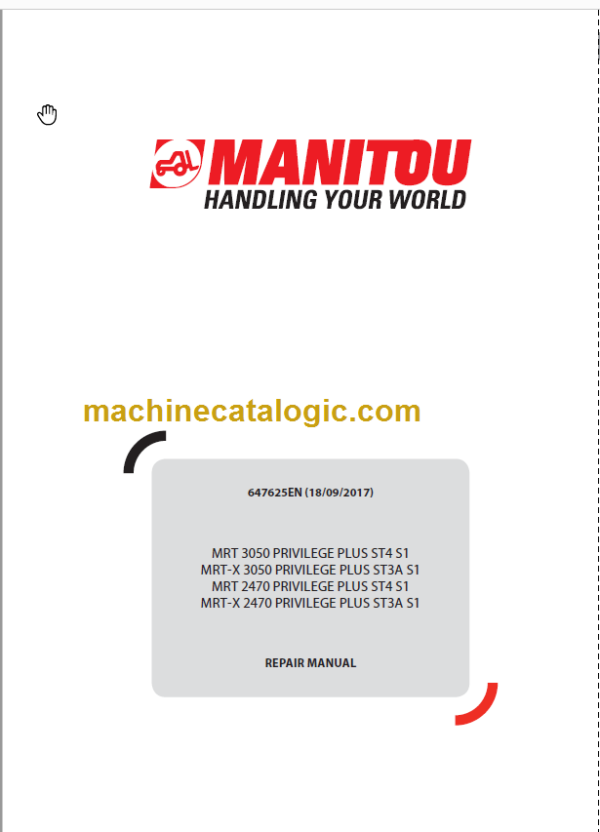 Manitou MRT-X 3050 PRIVILEGE PLUS REPAIR MANUAL