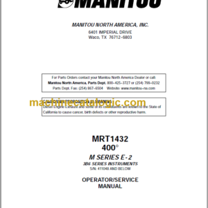 Manitou MRT 1432 400° M SERIES E-2 SERVICE MANUAL