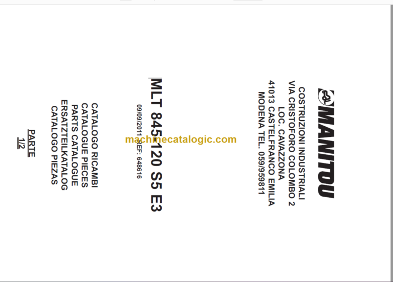 Manitou MLT 845-120 S5 E3 PARTS CATALOGUE