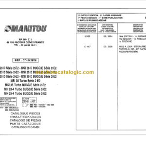 MANITOU MSI20D 25D 30D S2-E2 PARTS CATALOGUE