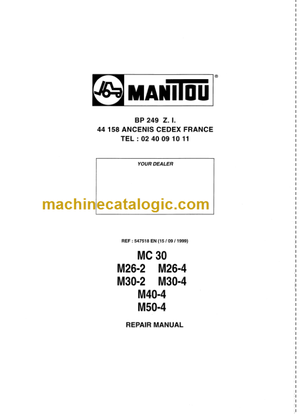 MANITOU M30-4 REPAIR MANUAL