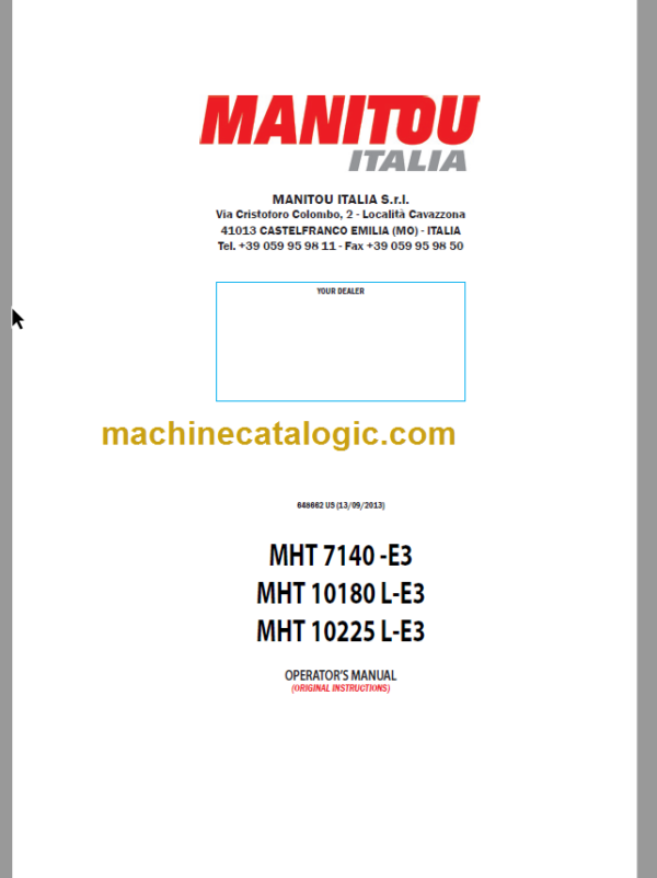 MHT 7140-E3 OPERATOR’S MANUAL