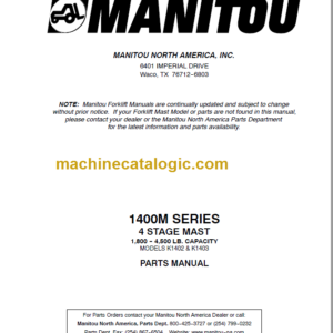 MANITOU 1400M Series Parts Manual