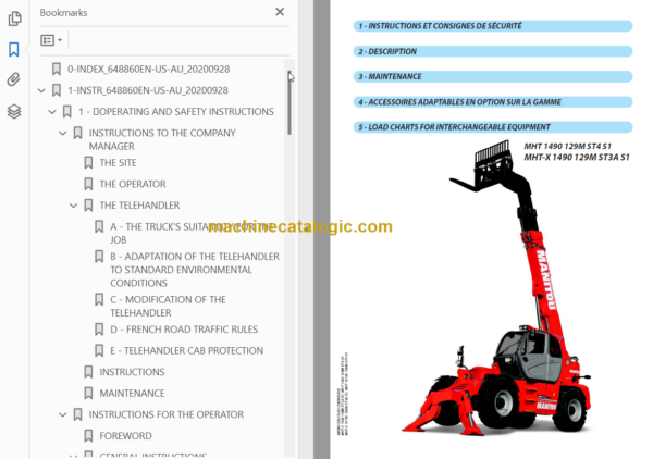 MHT-X 1490 129M ST3A S1 OPERATOR'S MANUAL