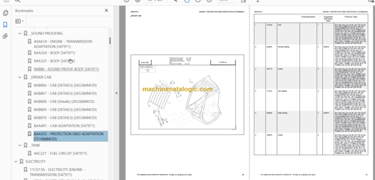 Manitou MLT 1035 L S3 E2 PARTS CATALOGUE
