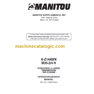 MANITOU M30-2 4 H TIER II OPERATOR SERVICE MANUAL