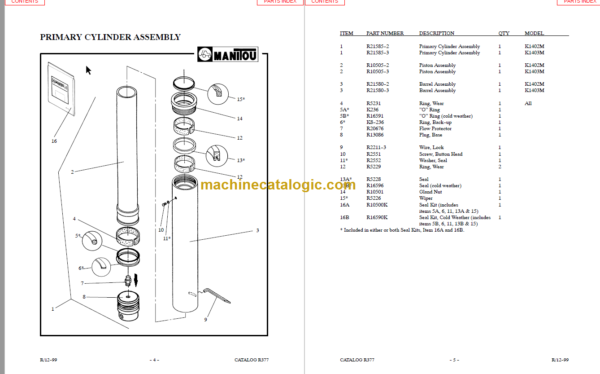 MANITOU 1400M Series Parts Manual