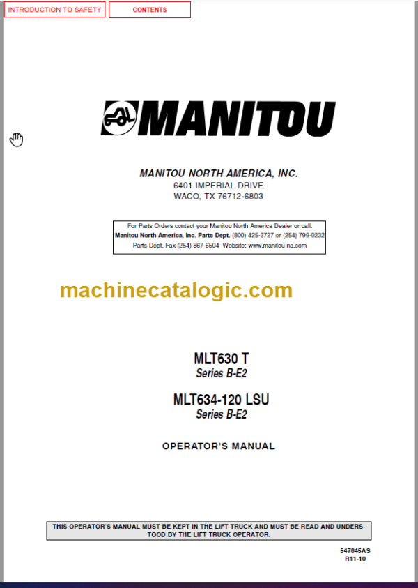 Manitou MLT634-120 LSU SB-E2 Operators Manual