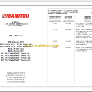 MANITOU MC 30 S3-E2 PARTS CATALOGUE