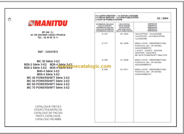 MANITOU MC 30 S3-E2 PARTS CATALOGUE