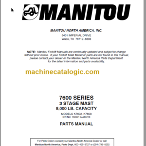 MANITOU 7600 Series Parts Manual