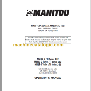 MANITOU MH25-4 Turbo S2-E2 OPERATOR'S MANUAL