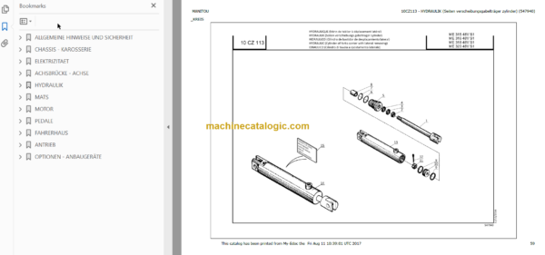 MANITOU ME 318 48V S1 PARTS CATALOGUE 2017