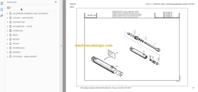 MANITOU ME 318 48V S1 PARTS CATALOGUE 2017