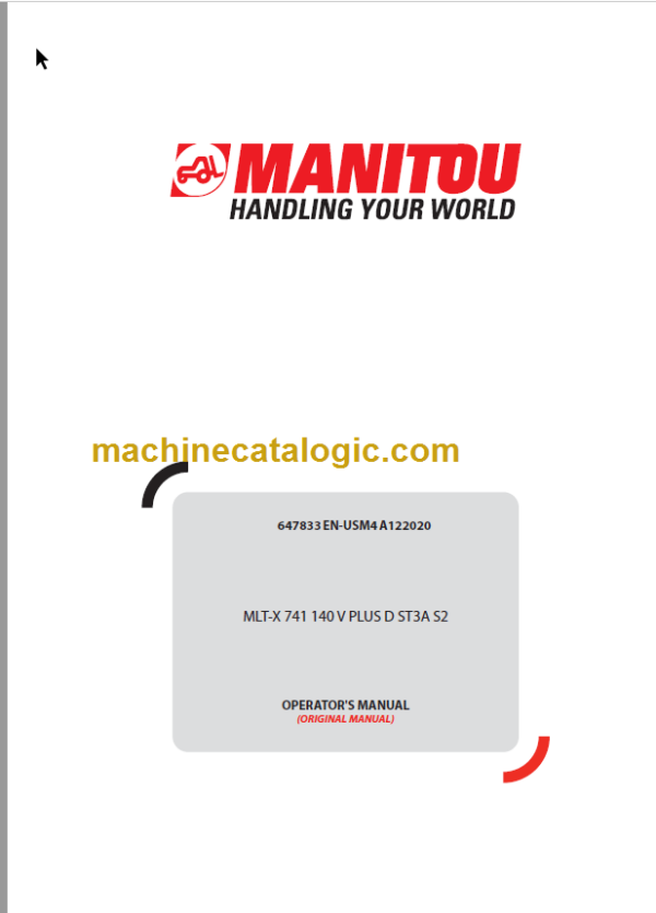 Manitou MLT-X 741 140 V PLUS D ST3A S2 Operator's Manual