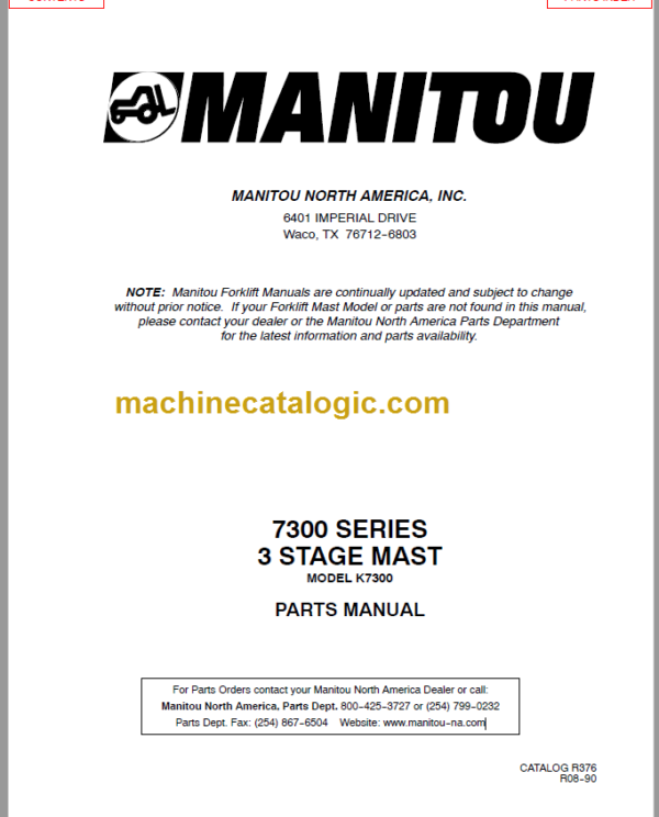 MANITOU 7300 Series Parts Manual