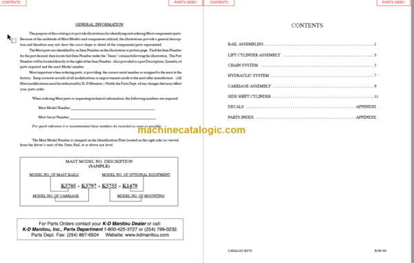 MANITOU 7300 Series Parts Manual