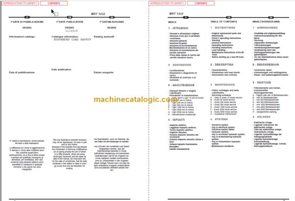 Manitou MRT 1432 400° M SERIES E-2 SERVICE MANUAL