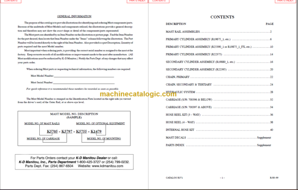 MANITOU 7000 Series Parts Manual