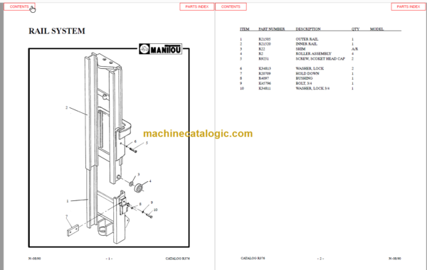 MANITOU 7300 Series Parts Manual