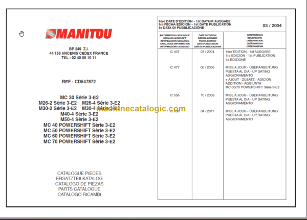 MANITOU MC 50 POWERSHIFT S3-E2 PARTS CATALOGUE