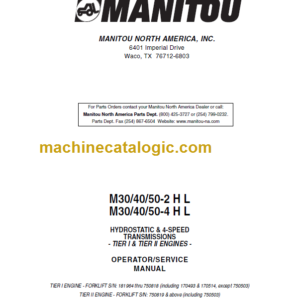 MANITOU M30 40 50-4 H L OPERATOR SERVICE MANUAL