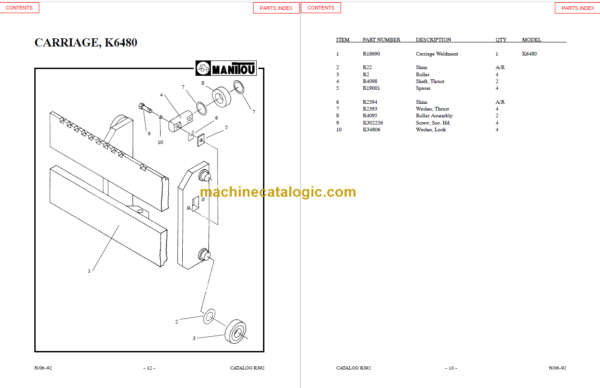 MANITOU 6400 Series Parts Manual