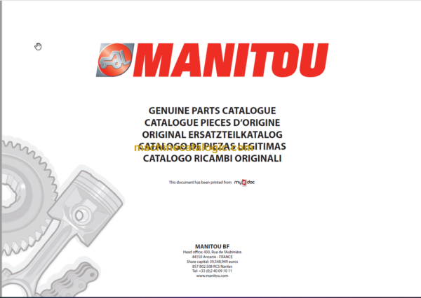 Manitou MLT-X 625 Parts Catalogue