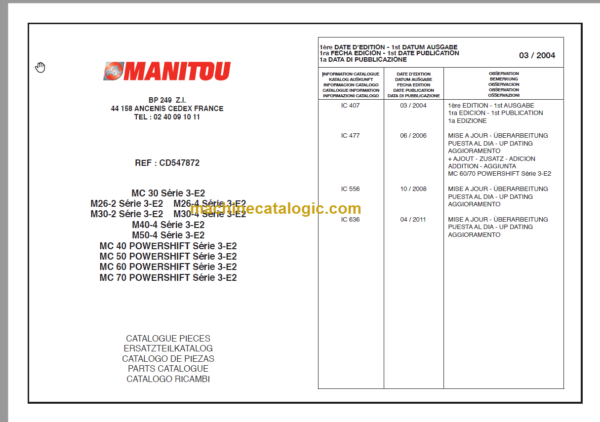 MANITOU MC 60 POWERSHIFT S3-E2 PARTS CATALOGUE