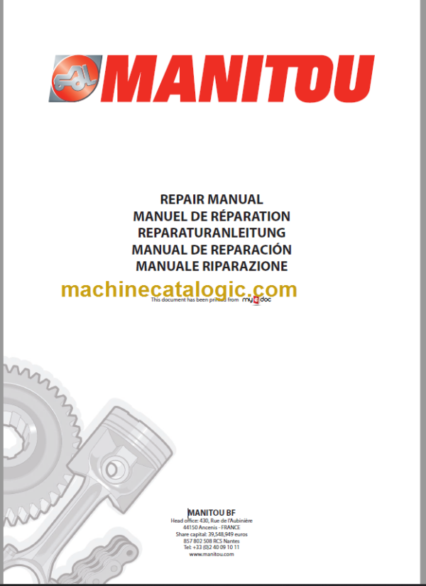 Manitou MLT 626 Repair Manual