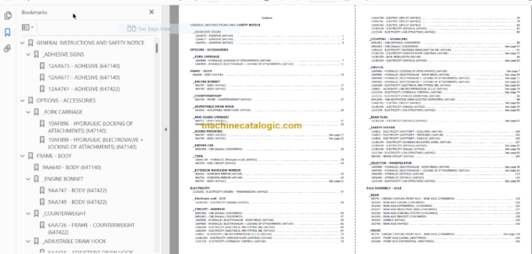 Manitou MLT-X 625 Parts Catalogue