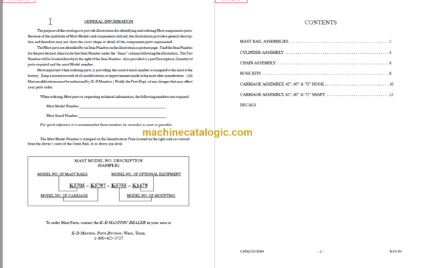 MANITOU 3500 Series Parts Manual