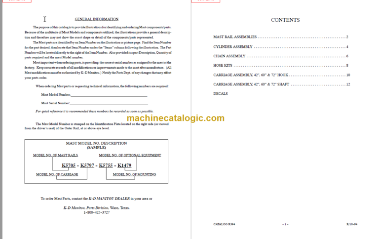 MANITOU 3500 Series Parts Manual