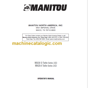 MANITOU MH25-4 Turbo S2-E3 OPERATOR’S MANUAL