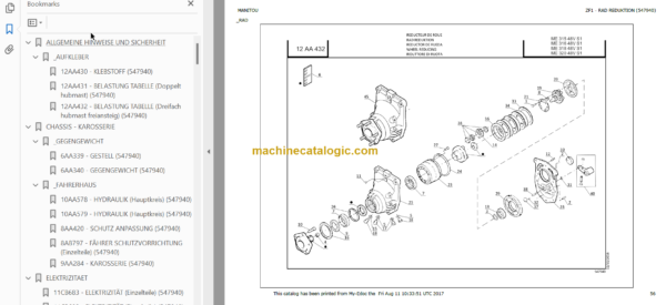 MANITOU ME 315 48V S1 PARTS CATALOGUE 2017