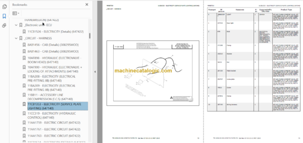 Manitou MLT-X 625 Parts Catalogue