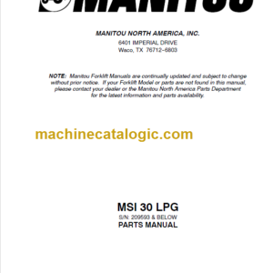 MANITOU MSI 30 LPG PARTS MANUAL