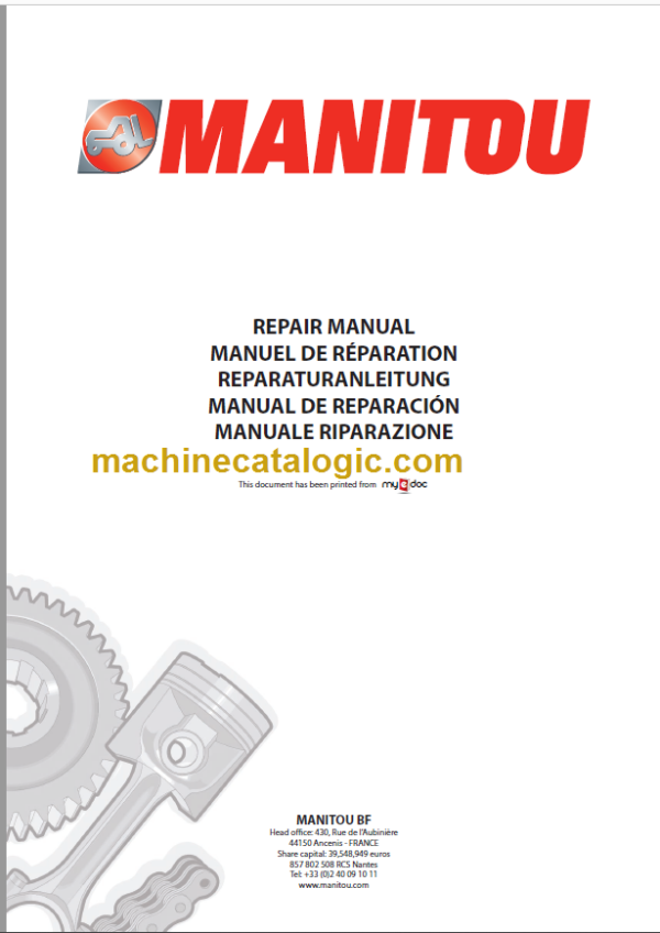 Manitou MLT 626 Repair Manual