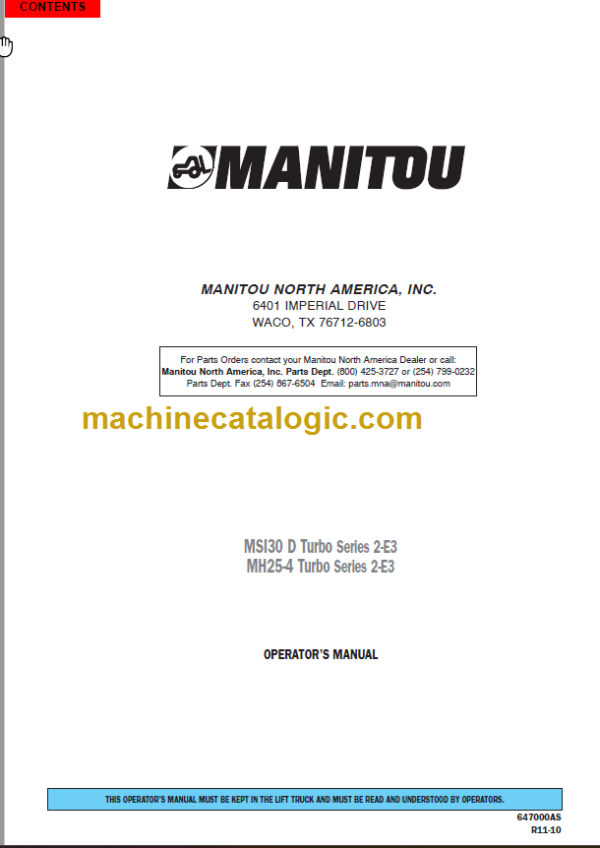 MANITOU MSI30 D Turbo S2-E3 OPERATOR’S MANUAL82